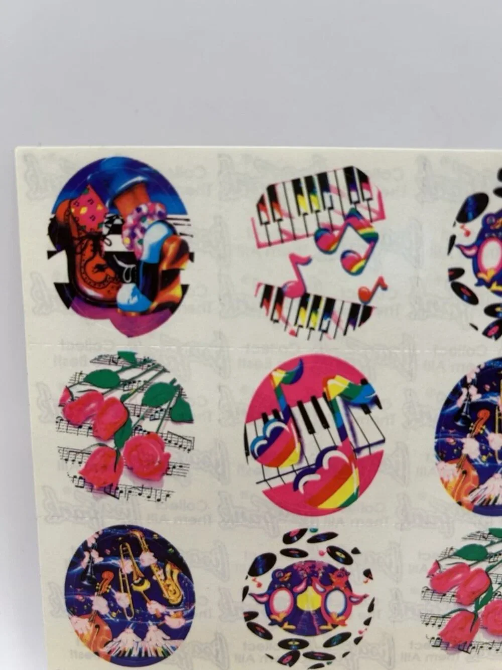 Lisa Frank #S110 Piano Music Roses FULL SHEET Stickers Dancing Penguins VINTAGE